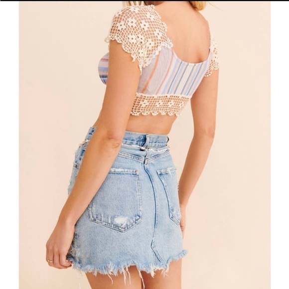 Free People Aruba Striped Crochet Crop Top Large - Picture 2 of 12